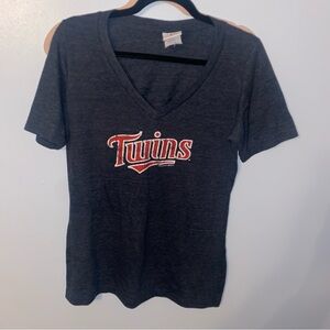 Twins Women's V-Neck T-Shirt - Dark Gray